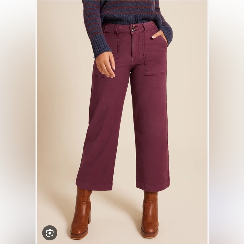 Maurices High Rise Cropped Pants in Berry